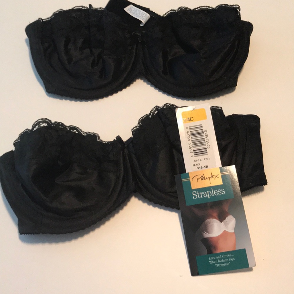 Strapless black bra. 34C